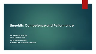 Linguistic Competence and Performance