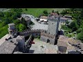 vigoleno village and castle seen from the drone