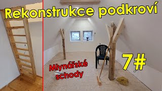 Rekonstrukce podkroví svépomocí 7# nové schody a bílé stěny