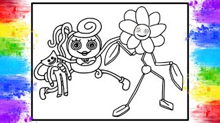 Mommy Long Legs Hold On Huggy Wuggy & Daisy Coloring Pages | Poppy Playtime Coloring |Jim Yosef-Link