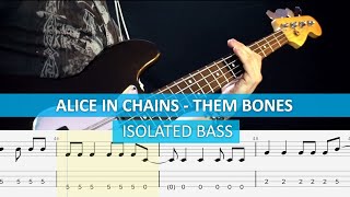 [isolated bass] Alice in Chains - Them Bones / bass cover / playalong with TAB