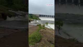 Yeldari dam parbhani🌊🌊🌧️🌩️water flowing over a bridge👆🌩️😍