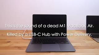 This is what a dead M1 MacBook Air, killed by USB-C PD hub, sounds like (click of death)