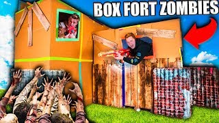 TWO STORY BOX FORT ZOMBIES BASE 📦😱 24 HOUR Zombies Survival Challenge
