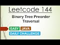 Leetcode 144 Binary Tree Preorder Traversal (Java)