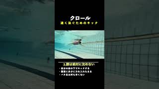 【進む】クロールのキックは〇〇で激変！速く泳ぐ方法にもつながる初心者にもできる簡単なコツ4選#shorts