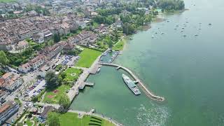 Drone sightseeing flight over the city of Murten - DJI Mini 3 Pro