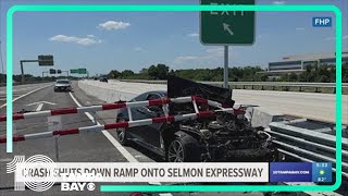 FHP: Driver on Selmon Expressway injured after driving into closed entrance ramp