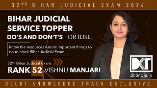 Bihar Judicial Exam | Do's & Dont's For Bihar Judicial Exam | By Vishnu Manjari, Rank 52, 32nd BJSE