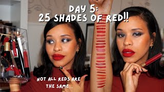 LIP SWATCHING 25 red lipsticks to prove that they’re not all the same!!! My poor lips….(day 5)