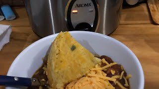 Chili & Cornbread in the Aroma Rice Cooker- Cooking in a Covered Wagon