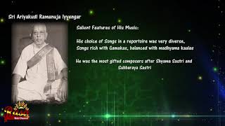 5-4-18 Sri Ariyakudi Ramanuja Iyengar in Music Archives at 8:30 pm