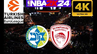 [TURKISH AIRLINES EUROLEAGUE 2023/2024] Maccabi Tel Aviv vs Olympiacos (SIMULACIÓN) NBA2K24