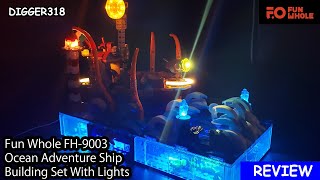 Fun Whole Bricks FH 9003 Ocean Adventure Ship Building Set With Lights Toy Review 4K