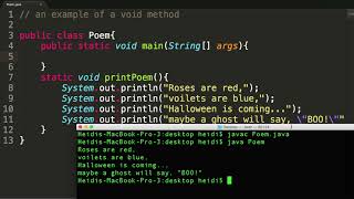 Creating a void method in Java