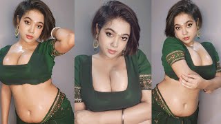 Curvy hot babe huge cleavage boob shake oily sexy navel low waist saree - Part 2 || Viral Desi Reelz