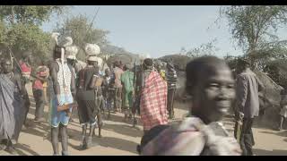 Larim tribe people dancing during a wedding celebration, Boya Mountains, Imatong, South Sudan