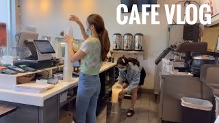 Sub Eng 【cafe vlog 】美国奶茶店日常｜有顾客预定30杯奶茶🧋，因为我们两个人吵架了所以没有拍视频🎬。Luna Z weekend Vlog