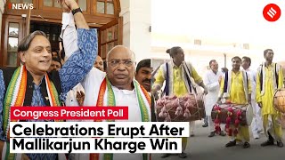 After Mallikarjun Kharge Wins Congress Presidential Election, Supporters Celebrate