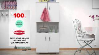 Dekorazon.com Deko Home 4 Kapılı Orta Bölmeli Çok Amaçlı Dolap