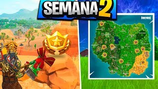 Fortnite SEMANA 2 GUIA! - VASCULHE ENTRE UM OASIS, ...LOCALIZAÇÃO DOS BAUS, CATEGORIA SECRETA[DICAS]