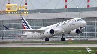 (4K) Airbus A220-300 from Air France F-HZUF departure Munich Airport MUC EDDM