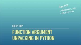 Function Argument Unpacking in Python