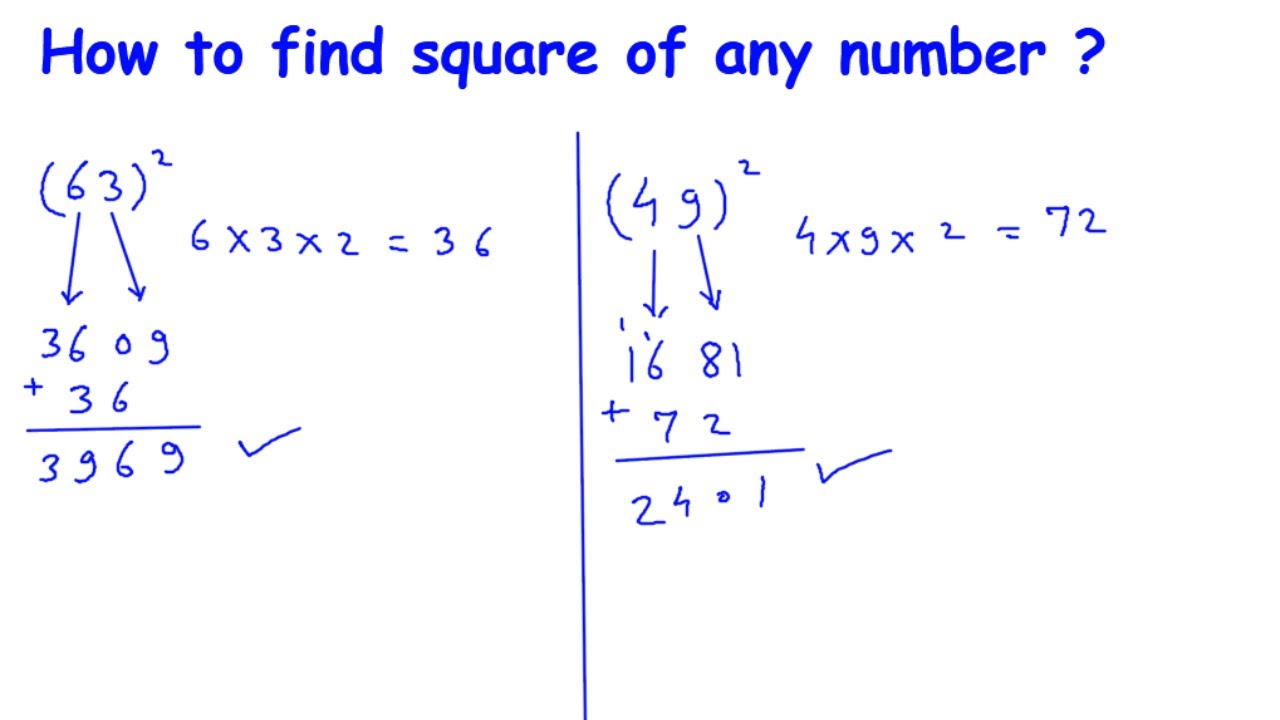 How To Find Square Of Any Number Math Tricks Youtube