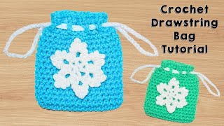 Crochet Drawstring Pouch | Crochet Drawstring Pouch Beginner Tutorial