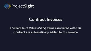 ProjectSight Training - Contract Invoices