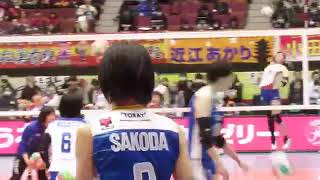 迫田さおり（Saori Sakoda）／サーブ練習／2017 3 4　トヨタ車体クインシーズ×東レアローズ　Ｖリーグ女子神奈川大会ファイナル6