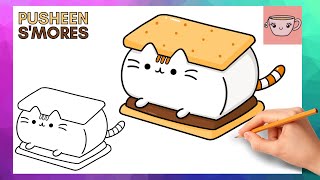 How To Draw Pusheen Cat - S'mores | Cute Easy Step By Step Drawing Tutorial