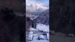 Switzerland in snow | Top of view Isenfluh 4K