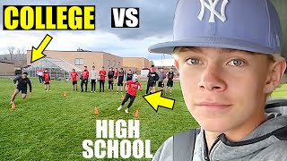 HIGH SCHOOL FOOTBALL PLAYER RACES COLLEGE FOOTBALL PLAYER! 🏈