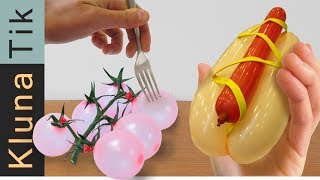 BALLOON TRICKS for dinner!!!  Kluna Tik Dinner | ASMR eating sounds no talk trucos con globos