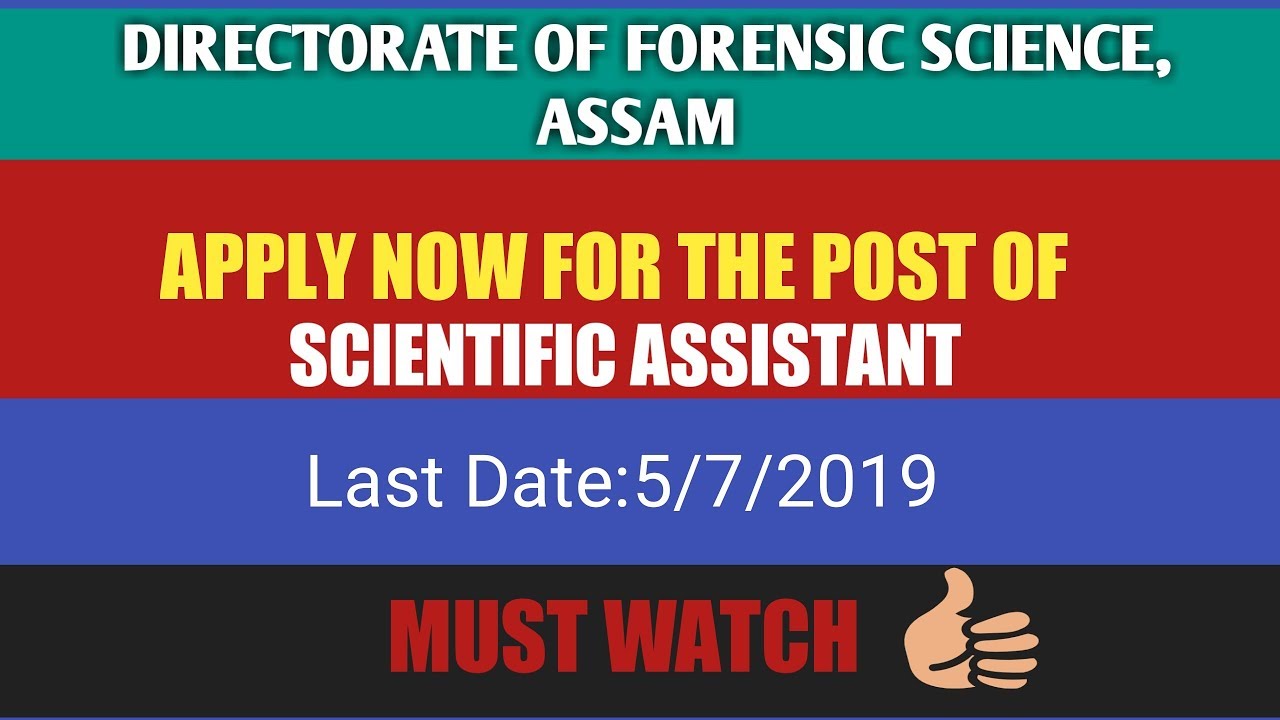 Recruitment Of Scientific Assistant 2019, Directorate Of Forensic ...