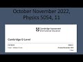 October November 2022, Physics 5054, 11, Cambridge O Level, Solution by Ferhan Mazher