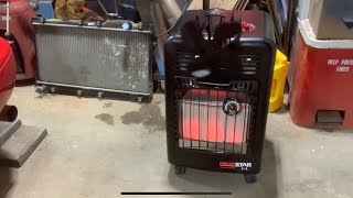 VODA Heat Powered Fan on Portable Propane Cabinet Heater