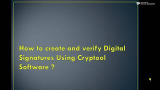 Creating and verifying Digital Signature in Cryptool