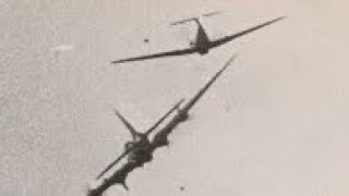 B-17's attacked by German Luftwaffe fighters - Combat footage