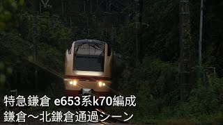 特急鎌倉 e653系k70編成 鎌倉〜北鎌倉駅間通過シーン