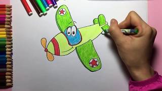 Drawing Random Things In the Sky With A Plane | How to Draw Airplane!! Coloring Pages For Kids