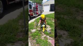 Catching her first hydrant
