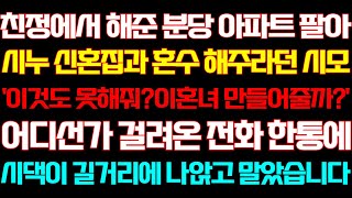 [반전 신청사연] 친정에서 해준 분당 아파트로 시누 신혼집과 혼수 해주라던 시모 전화를 받은순간 시댁이 망하고마는데/실화사연/사연낭독/라디오드라마/신청사연 라디오/사이다썰