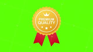 Gold premium quality rosette with red ribbon on white background. Motion graphics.