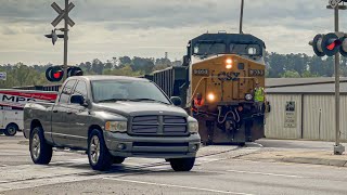 Look Out! CSX Train Crosses Busy Road in Augusta, GA