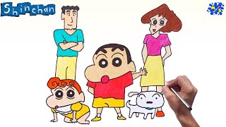 Shinchan Drawing || How to Draw Shin chan family Step by Step
