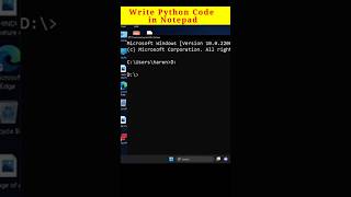 How run Python code writen in Notepad using Command Prompt #viral #trending #shorts #shortvideo