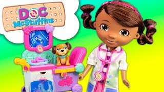 Unboxing Doc McStuffins Check up Cart Playset with Shimmer and Shine