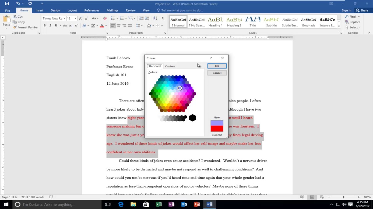 How To Change Font Color In Microsoft Word - YouTube